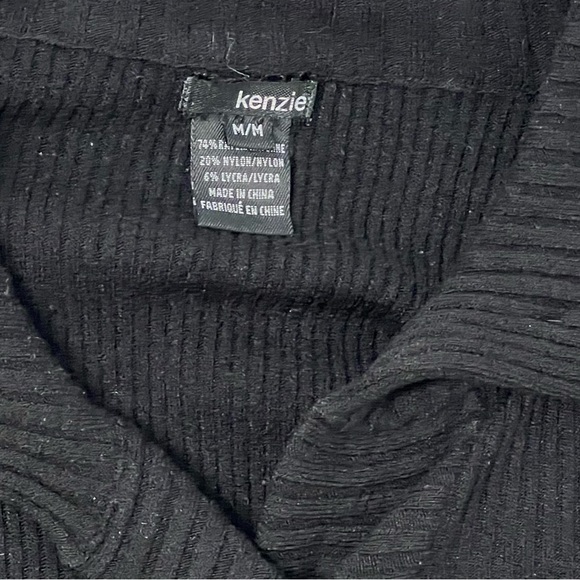 Kenzie Black V-Neck Button Down Cardigan Ribbed Size Medium Knit Cozy Warm - Picture 4 of 7